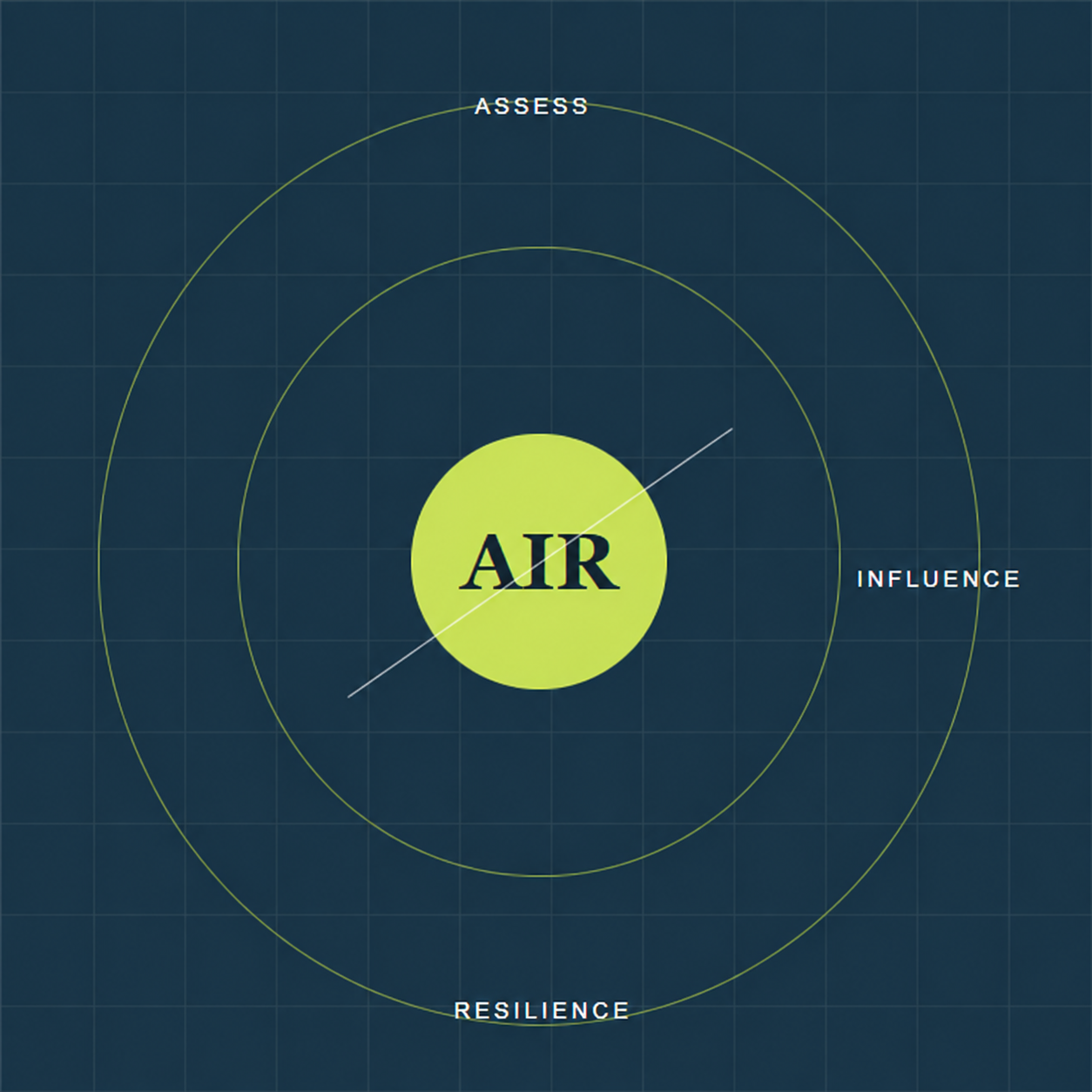 A.I.R. framework showing Assess, Influence, and Resilience
